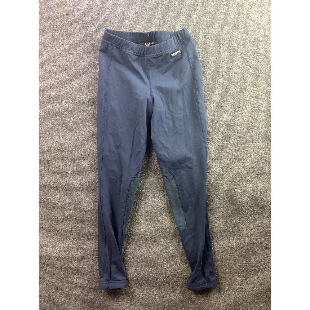 Kerrits Riding Tights Kids XL Navy Blue Knee Patch Equestrian Leggings